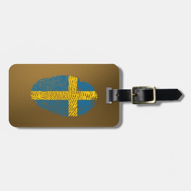 Det svenska handlag identifierar med fingeravtryck bagagebricka (Horisontell Framsida)