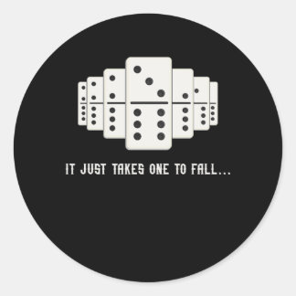 Det tar bara en till att falla på Tiles Puzzler Ga Runt Klistermärke