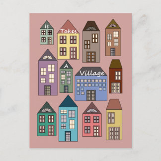 Det tar en by inbjudan vykort