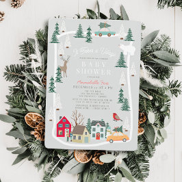 Det tar en bybo Helgdag Town Grått Baby Shower Inbjudningar