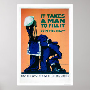 Det tar en man att fylla en enhetlig marin (US0228 Poster