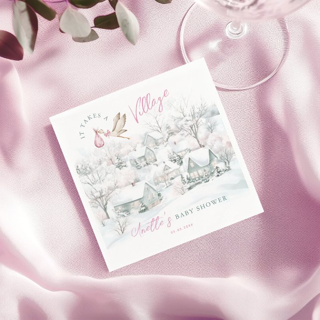 Det tar en Rosa Stork Baby Shower för byar Pappersservett (Skapare uppladdad)