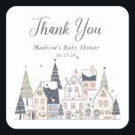 Det tar en snö, vismisk babystötare. fyrkantigt klistermärke<br><div class="desc">Det krävs en bymärke av typen Whimsical Baby Shower Tack Sticker - som är perfekt samordnad med andra produkter i samlingen. Napkins är personlig med ditt namn och datum.</div>