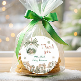 Det tar en Tack för byns babybabyskor Runt Klistermärke