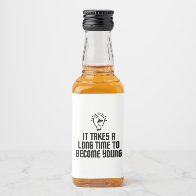 Det tar lång tid att bli ung spritflaskor etikett (Framsida)