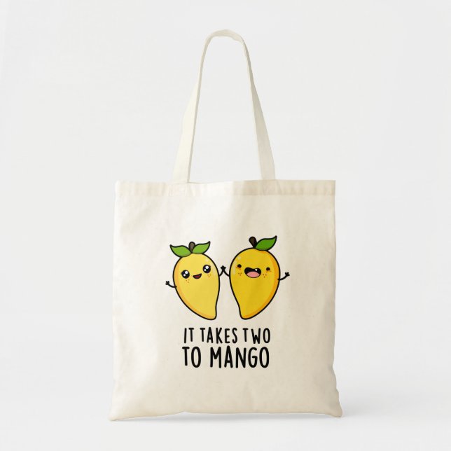 Det tar två till Mango Funny Dancing Fruit Pun Tygkasse (Framsidan)