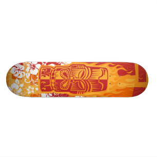 Det Tiki däcket med flammar Skateboard Bräda 20,5 Cm