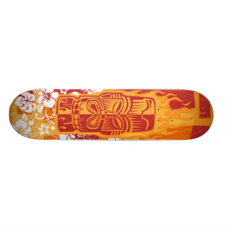 Det Tiki däcket med flammar Skateboard Bräda 20,5 Cm