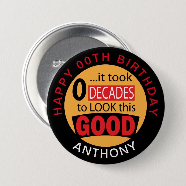 Det tog tio år att se på den här Bran - födelsedag Knapp (Framsida & baksida)