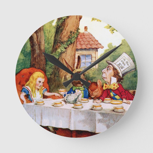 Det tokiga hatter'sens Teapartyet i underland Rund Klocka (Framsida)