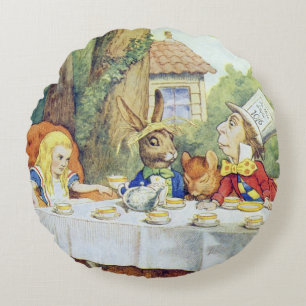 Det tokiga hatter'sens Teapartyet Rund Kudde