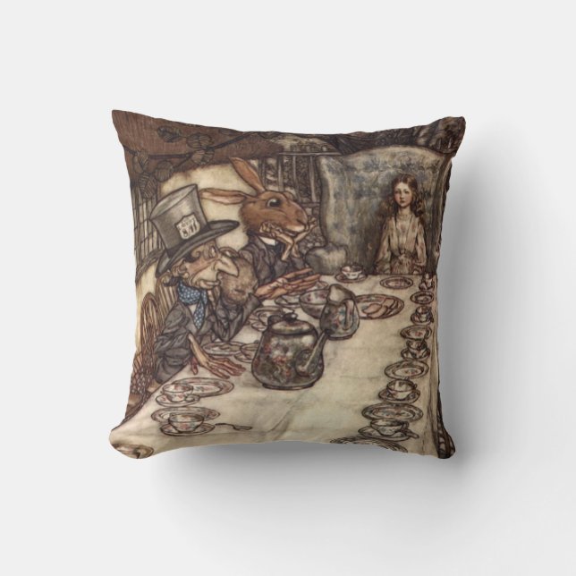 Det tokiga HatterTeapartyet av Arthur Rackham Kudde (Framsida)