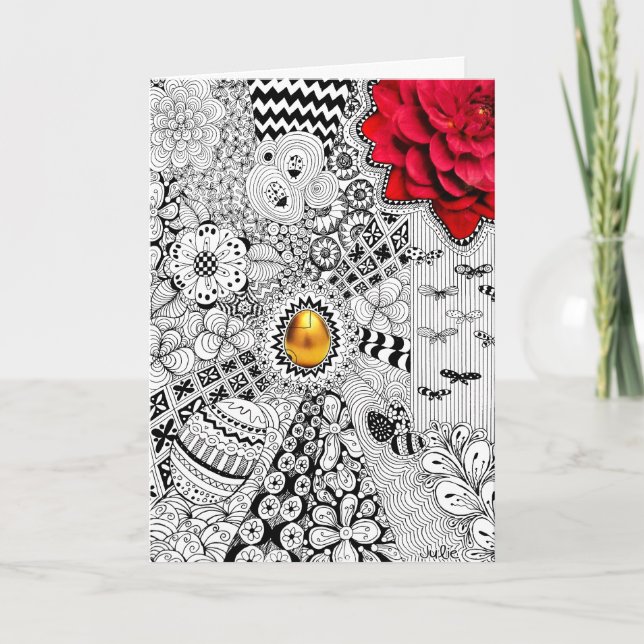 Det tomma hälsningskortet Golden Egg Blank Påsk Helgkort (Framsida)