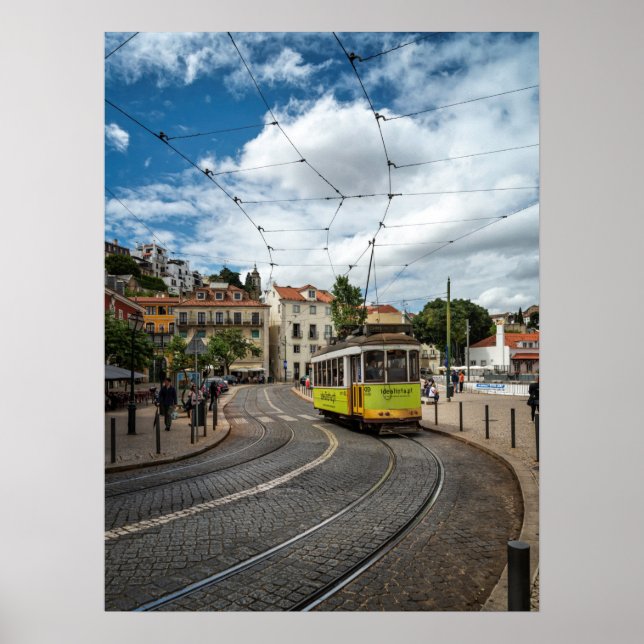Det traditionella färggrammet Alfama Lissabon Port Poster (Framsidan)