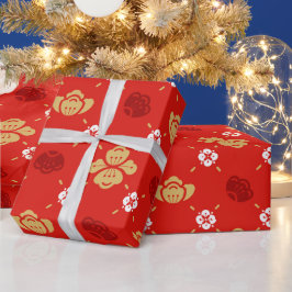 Det traditionella kinesiska Blommönstret Red under Presentpapper