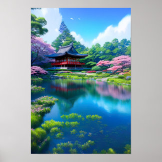 Det traditionella templet från Sjö Poster