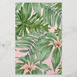 Det tropiska Blommönstret rosa och Handflatan Löv Brevpapper