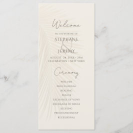 Det tropiska Bröllopsprogrammet Handflatan Löv ökn Meny