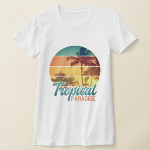 Det tropiska paradiset handflatan träd t shirt