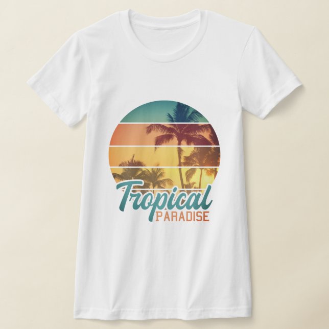 Det tropiska paradiset handflatan träd t shirt (Laydown)
