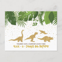 Det tropiska tackkortet Guld Glitter Dinosaur