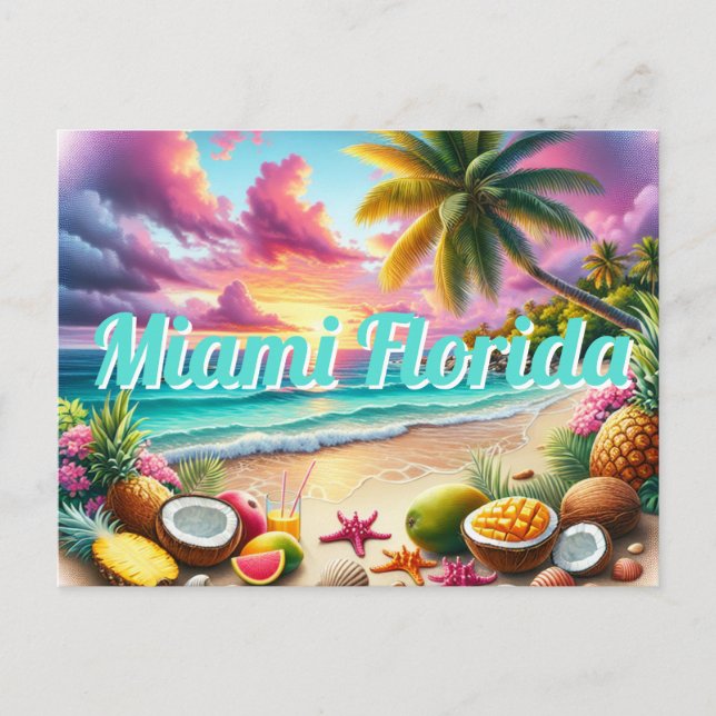 Det tropiska vykortet Miami Florida Vykort (Framsida)
