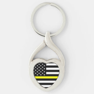 Det tunna guldet fodrar flagga twisted heart silverfärgad nyckelring