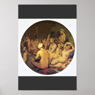 Det turkiska badet (Tondo) vid Ingres Jean Auguste Poster