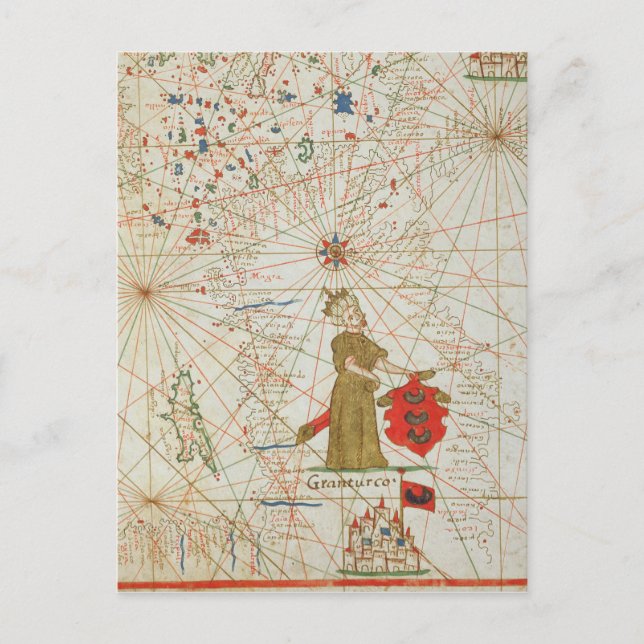 Det turkiska riket, från en nautiska atlas, 1646 vykort (Framsida)