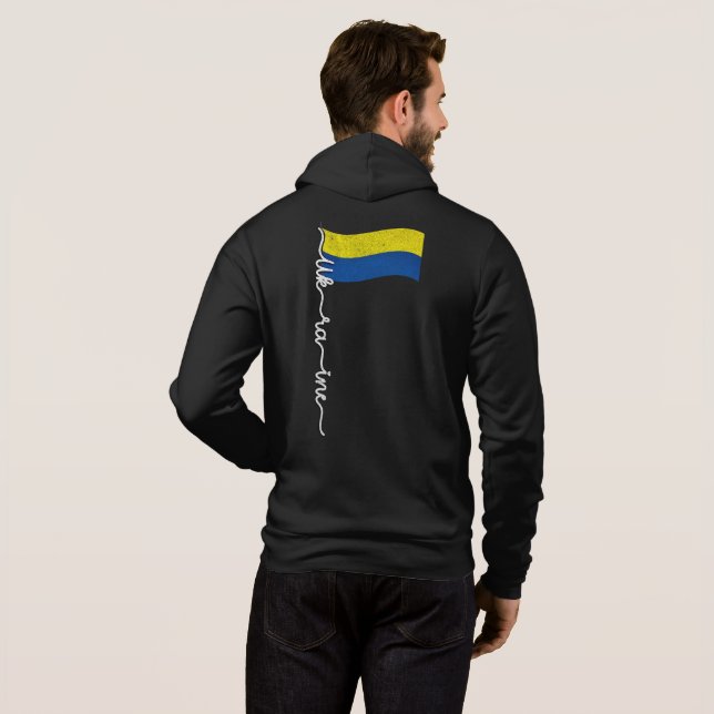 Det ukrainska Pridet Flagpole-Elegant Namnteckning T Shirt (Hel baksida)