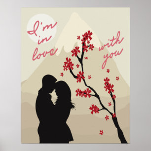 Det unga romantiska paret i kärlek, kärlek poster