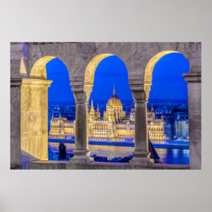 Det ungerska parlamentet Bygger i Dusk Poster