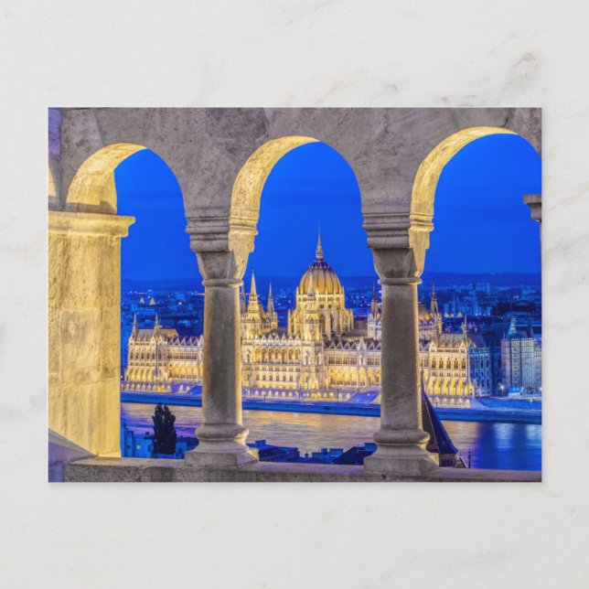Det ungerska parlamentet Bygger i Dusk Vykort (Framsida)