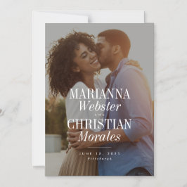 Det unika, moderna, feta namn-fotot sparar datumet magnetisk inbjudningskort