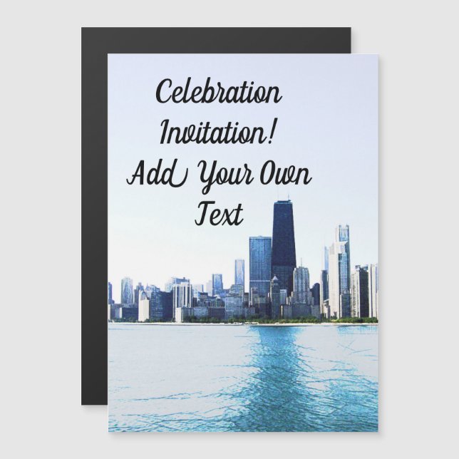 Det upplysta Chicago-fotot Magnetisk Inbjudningskort (Fram/baksida)