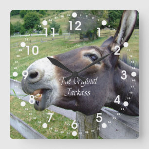 Det ursprungliga Jackass Funny Donkey Mule Farm An Fyrkantig Klocka
