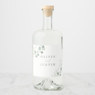 Det vackra Bröllop: Grönt Löv Elegance Bröllop Spritflaskor Etikett
