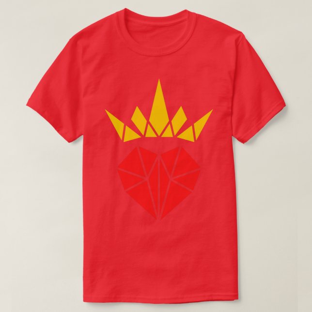 Det vackra Origami Crowned Heart Fantastisk Gift I T Shirt (Design framsida)