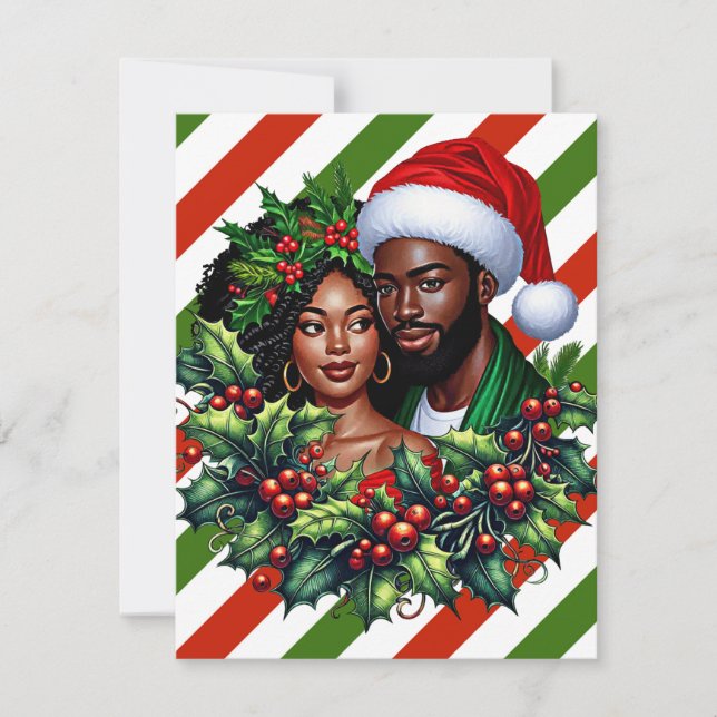 Det vackra Svartparet Holly christmas-utandningsko Tack Kort (Framsida)