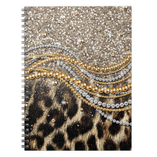 Det vackra Trendiget Leopard Faux Animal Print Anteckningsbok Med Spiral