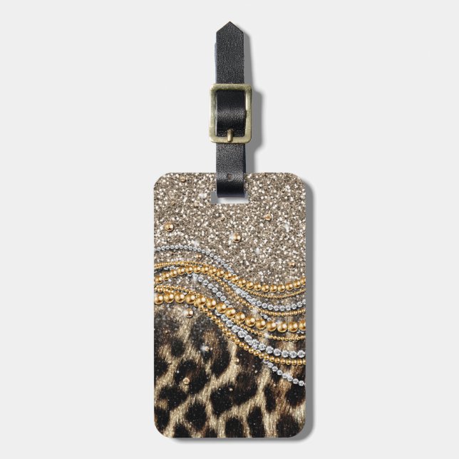 Det vackra Trendiget Leopard Faux Animal Print Bagagebricka (Vertikal Framsida)