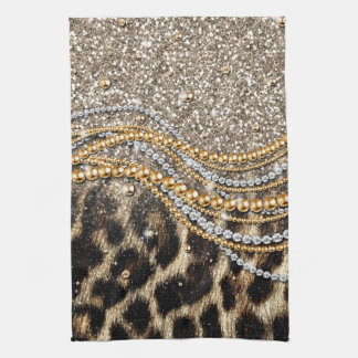 Det vackra Trendiget Leopard Faux Animal Print Kökshandduk