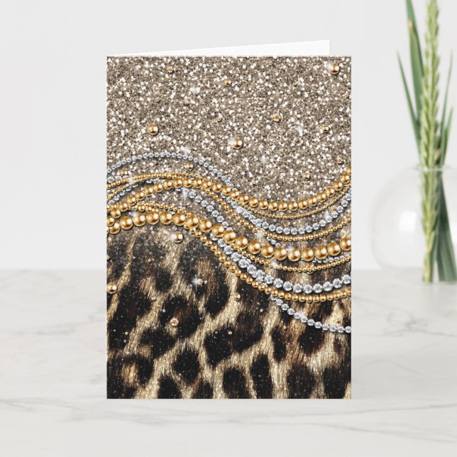 Det vackra Trendiget Leopard Faux Animal Print Kort (Framsida)