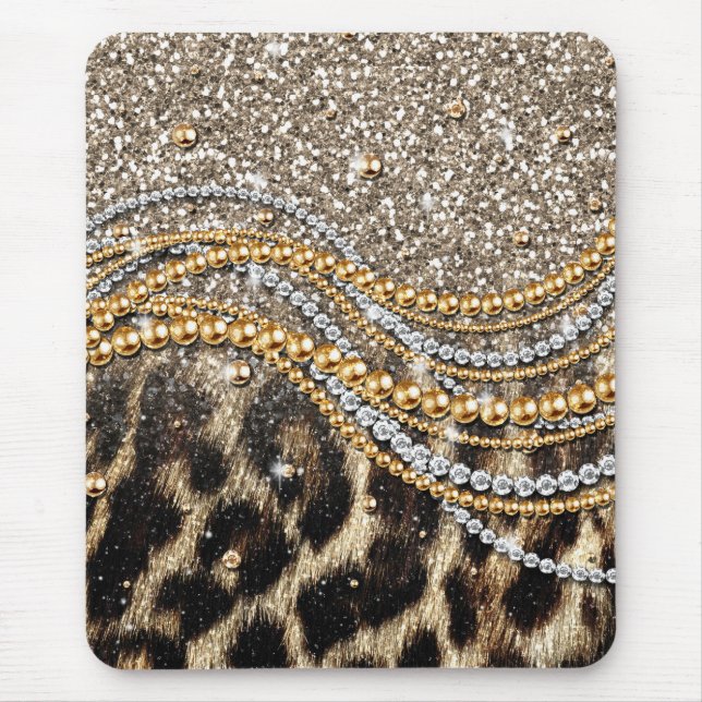 Det vackra Trendiget Leopard Faux Animal Print Musmatta (Framsidan)