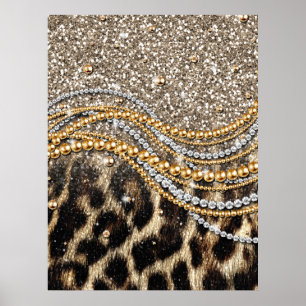 Det vackra Trendiget Leopard Faux Animal Print Poster