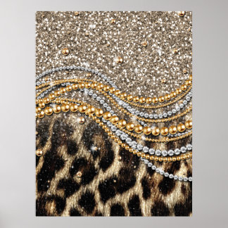 Det vackra Trendiget Leopard Faux Animal Print Poster