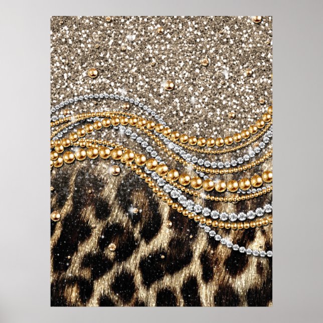 Det vackra Trendiget Leopard Faux Animal Print Poster (Framsidan)