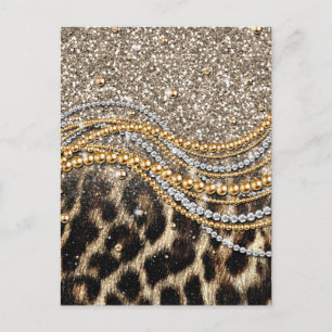 Det vackra Trendiget Leopard Faux Animal Print Vykort