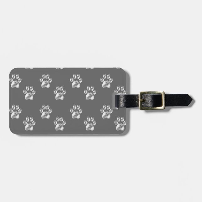 Det vackra trendiget tass mönster om mörk grått bagagebricka (Horisontell Framsida)