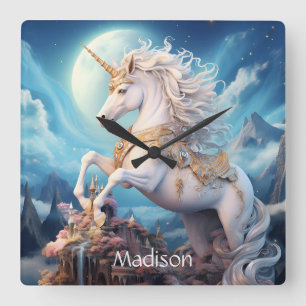 Det vackra Unicorn Fyrkantig Klocka